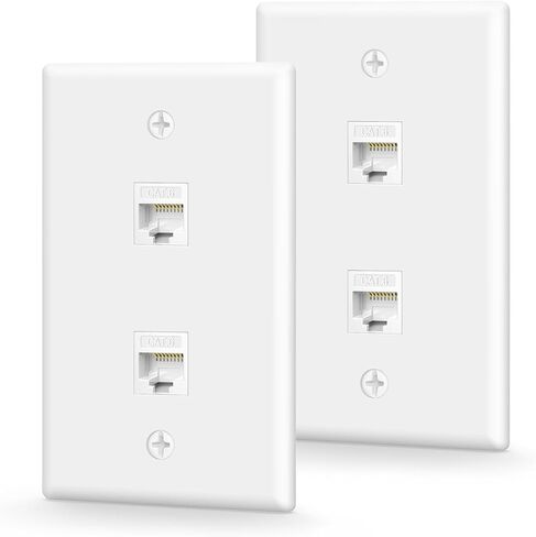 VCE [UL مدرجة] VCE (2 حزمة) 1 منفذ Cat6 أنثى إلى أنثى لوحة حائط - أبيض in Kuwait