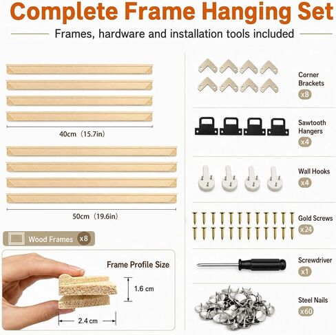 LINBLIF 16x20 Canvas Stretcher Bars Kit, DIY Wood Frames for Oil Painting in Kuwait
