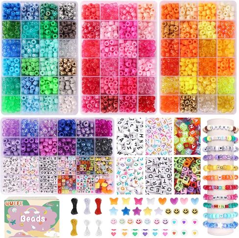 Quefe 84 Colors 4900pcs Kandi Bead Pony Beads Kandi Bracelet Kit in Kuwait
