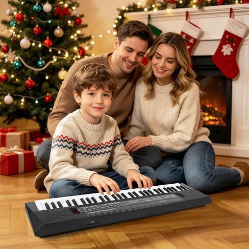 M SANMERSEN Kids Music Piano Keyboard, 61 Keys Piano Keyboard Toys with Microphone Portable Mono Electronic Piano Keyboard Teaching Piano Toy Gift for Beginners Boys Girls Ages 3-12, Black in Kuwait