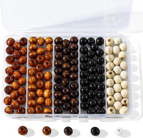 140pcs Large Hole Wooden Beads for Crafts, 5 Colors Vintage Unfinished Wood Hair Bead 9X10mm Wooden Loose Spacer Beads for Macrame Decorations DIY Jewelry Making, Bracelets in Kuwait