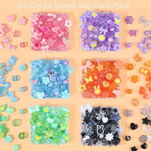 Sistenia 480PCS Assorted Acrylic Beads for Bracelet Making Kit with String in Saudi Arabia