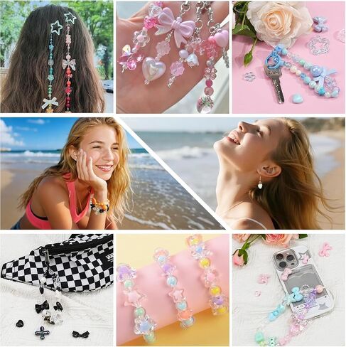 Sistenia 480PCS Assorted Acrylic Beads for Bracelet Making Kit with String in Saudi Arabia