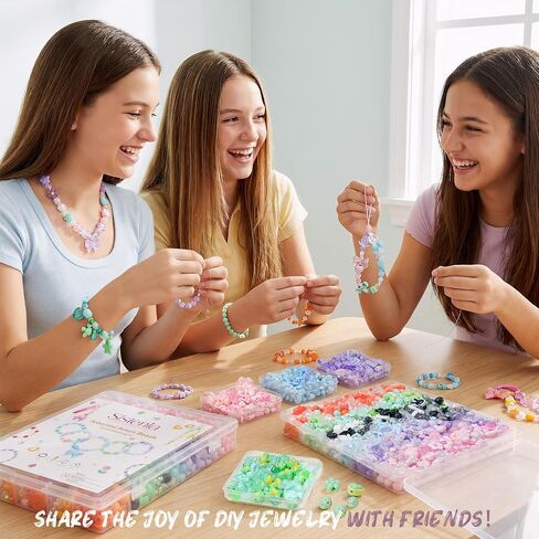 Sistenia 480PCS Assorted Acrylic Beads for Bracelet Making Kit with String in Saudi Arabia