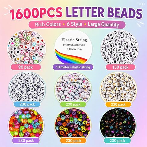 Redtwo 1600Pcs Letter Beads for Bracelets A-Z Alphabet Beads for Bracelets in Saudi Arabia