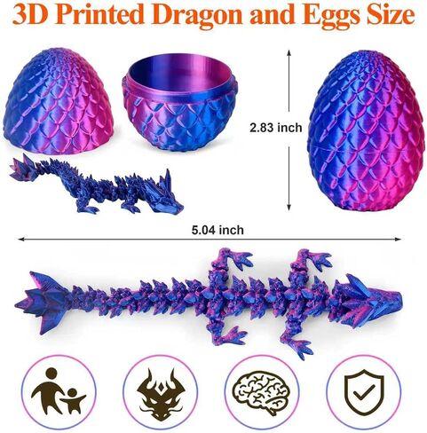 3D Printed Animals Dragon Toys Eggs, Christmas Stocking Stuffers for Kids in Kuwait