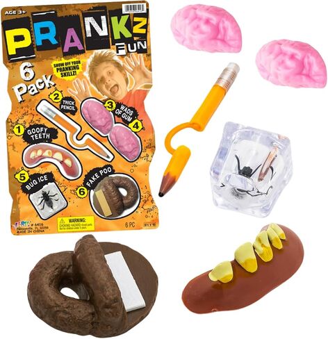 مجموعة JA-RU Pranks لألعاب الكمامات للأطفال (مجموعة واحدة) 6 مجموعة دعامات مختلفة رائعة ومخيفة. لعبة حقيبة هدايا الحفلات. Prankz Gaging Fun Pranking Kit كذبة أبريل المزح الاشياء الكمامة هدايا حفلة لصالح المخزون 6416-1p in Kuwait