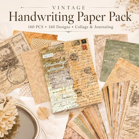 160 Sheets Vintage Scrapbook Paper Pack, Lightweight Decorative Paper Unique Designs, Junk Journal Supplies for Scrapbooking, Journaling, Decoupage, Collage, Card Making and DIY Crafts in Kuwait