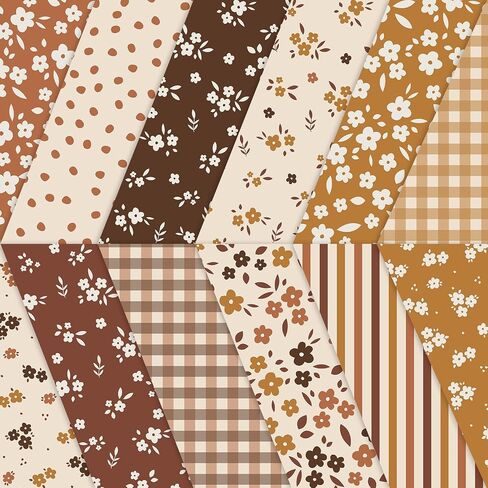 24 Sheets Fall Floral Scrapbook Paper, 12 Styles Autumn Boho Daisy Decorative Craft Paper Folded Flat for Fall Birthday Card Making Thanksgiving Photo Album Decor, 11.8'' x 11.8' in Saudi Arabia