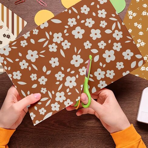 24 Sheets Fall Floral Scrapbook Paper, 12 Styles Autumn Boho Daisy Decorative Craft Paper Folded Flat for Fall Birthday Card Making Thanksgiving Photo Album Decor, 11.8'' x 11.8' in Saudi Arabia