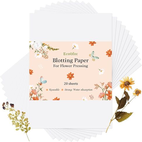 Blotting Paper for Flower Press, 20 Sheets Large A4 Highly Absorbent and Reusable Blotter Paper for Flower Press Paper Craft 8.26 x 11.4 inch in Saudi Arabia