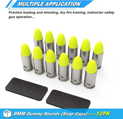 9mm Dummy Rounds Snap Caps Practice Rounds - Closed Weight & Precise Size for Safe Firearm Training, Fault Diction Test and Dry Fire Practice（ 12Pcs ） in Saudi Arabia