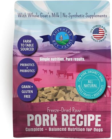 Shepherd Boy Farms تجميد طعام الكلاب المجفف (وصفة لحم البقر) طعام خام للكلاب، جميع أغذية الكلاب الخام الطبيعية، كيس 14 أونصة من طعام الكلاب المجفف بالتجميد، صنع في الولايات المتحدة الأمريكية، يحتوي على نسبة عالية من البروتين، والتغذية الأساسية للأغذية الخ in Kuwait