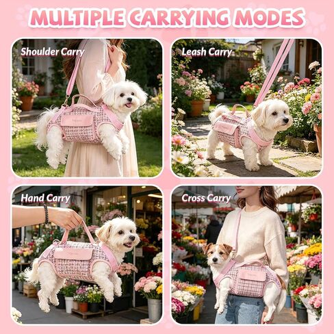 YooxArmor Dog Lift Harness Carrier with Leash, Breathable Fashion Small Dog Sling Carrier, Portable Pet Purse for Walking Shopping Travel in Saudi Arabia