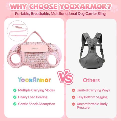 YooxArmor Dog Lift Harness Carrier with Leash, Breathable Fashion Small Dog Sling Carrier, Portable Pet Purse for Walking Shopping Travel in Saudi Arabia