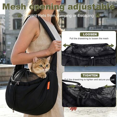 Small Dog Sling Carrier, Hands-Free Breathable Pet Carrier with Adjustable Shoulder Strap, Comfortable Crossbody Puppy Carrier for Small to Medium Dogs & Cats, Travel Walking Bag with Pocket in Kuwait