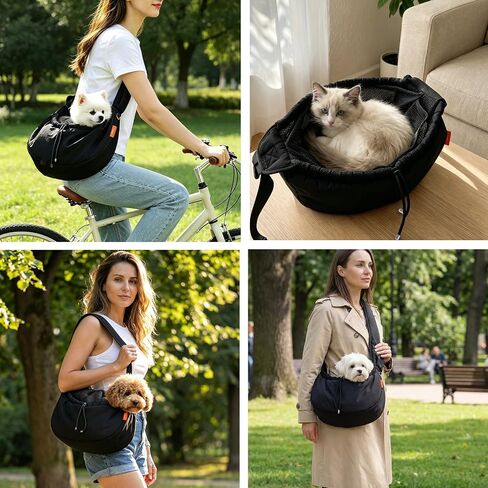 Small Dog Sling Carrier, Hands-Free Breathable Pet Carrier with Adjustable Shoulder Strap, Comfortable Crossbody Puppy Carrier for Small to Medium Dogs & Cats, Travel Walking Bag with Pocket in Kuwait