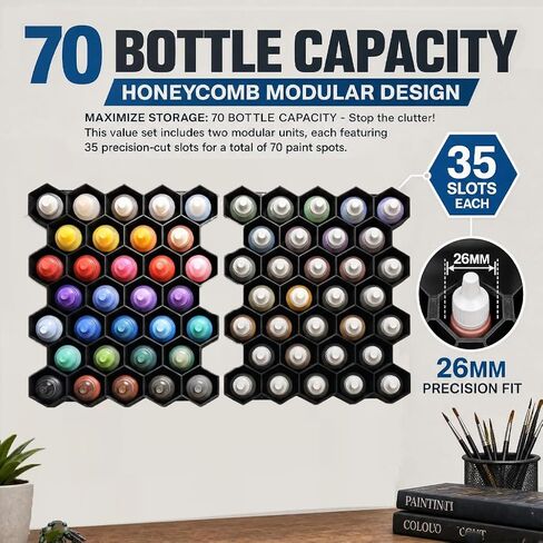 Wall Mount Paint Rack for Vallejo 17/18mL,26mm Acrylic Paint Holder(2 Pack) in Saudi Arabia