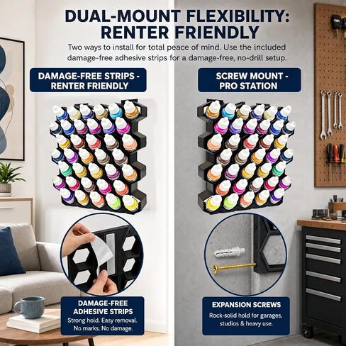 Wall Mount Paint Rack for Vallejo 17/18mL,26mm Acrylic Paint Holder(2 Pack) in Saudi Arabia