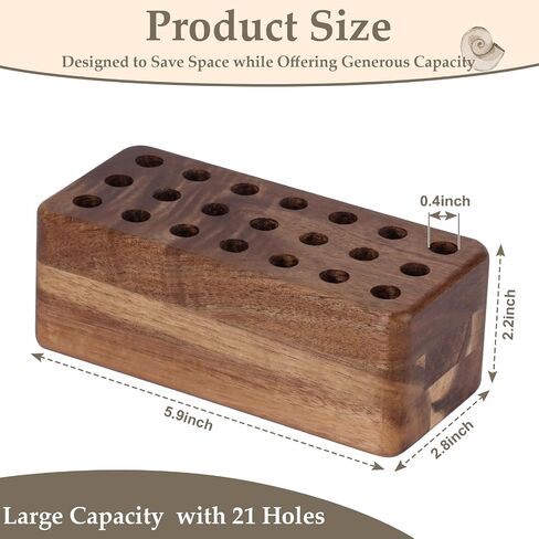 21 Holes Paint Brush Storage Organizer Wooden Paint Brush Holder Stand for Art Brushes Artist Brush Holder for Office Desk Craft Tool Holder 5.9 × 2.8 × 2.2 In in Saudi Arabia