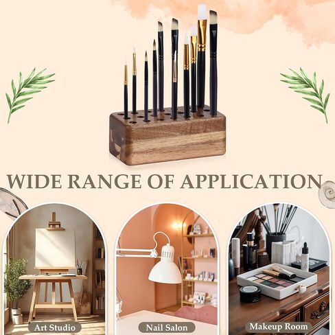 21 Holes Paint Brush Storage Organizer Wooden Paint Brush Holder Stand for Art Brushes Artist Brush Holder for Office Desk Craft Tool Holder 5.9 × 2.8 × 2.2 In in Saudi Arabia
