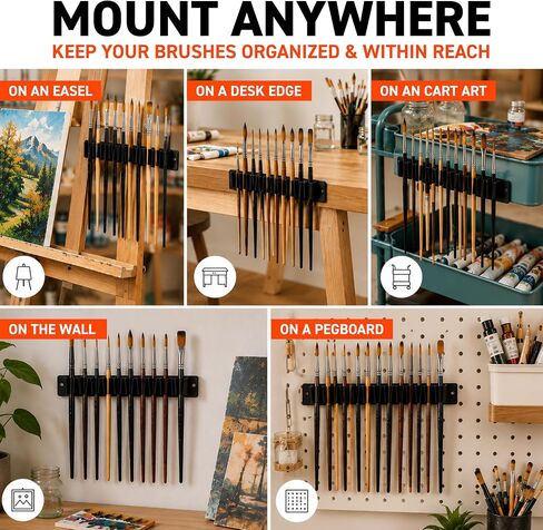 Paint Brush Holder Organizer, 2 Pack Adhesive Watercolor Brush Holder, 24 Slot Artist Brush Holder, Paint Brush Mount for Easel, Art Cart, Painting Accessories for Artists in Saudi Arabia