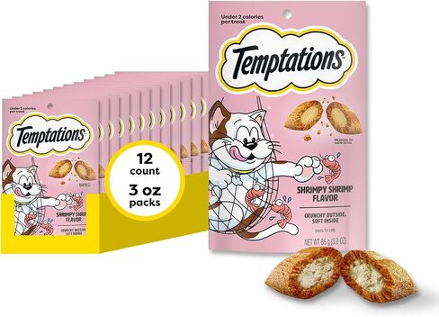 TEMPTATIONS Classic Crunchy and Soft Cat Treats Shrimpy Shrimp Flavor, 3 oz. Pouch (Pack of 12) in Saudi Arabia