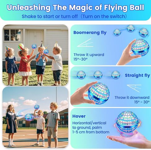 Flying Orb Ball Toy, 2025 Upgrade Hand Controlled Hover Ball with LED Lights, 360° Rotating Boomerang Globe Cool Mini Drone, Ideal Birthday&Christmas Gift for Boys Girls-Bright Blue in Saudi Arabia