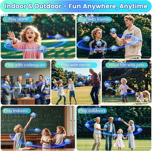 Flying Orb Ball Toy, 2025 Upgrade Hand Controlled Hover Ball with LED Lights, 360° Rotating Boomerang Globe Cool Mini Drone, Ideal Birthday&Christmas Gift for Boys Girls-Bright Blue in Saudi Arabia