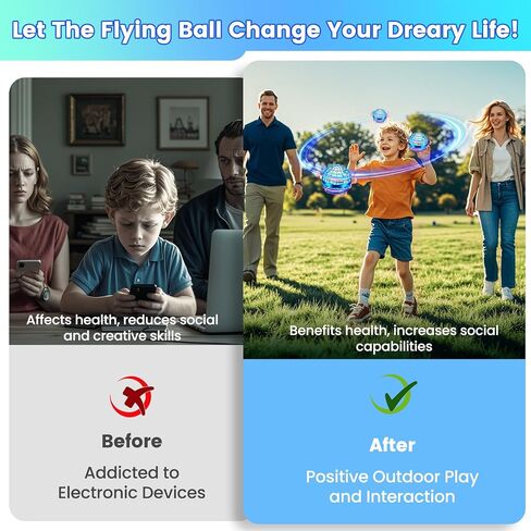 Flying Orb Ball Toy, 2025 Upgrade Hand Controlled Hover Ball with LED Lights, 360° Rotating Boomerang Globe Cool Mini Drone, Ideal Birthday&Christmas Gift for Boys Girls-Bright Blue in Saudi Arabia