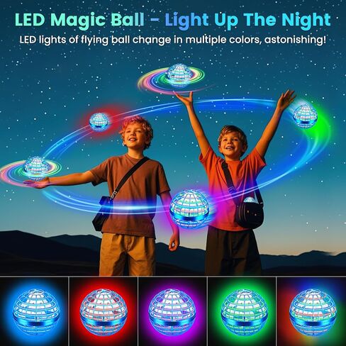 Flying Orb Ball Toy, 2025 Upgrade Hand Controlled Hover Ball with LED Lights, 360° Rotating Boomerang Globe Cool Mini Drone, Ideal Birthday&Christmas Gift for Boys Girls-Bright Blue in Saudi Arabia