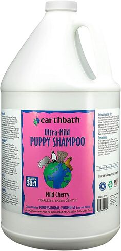 earthbath Ultra-Mild Puppy Shampoo and Conditioner, Wild Cherry, 128oz – Tearless & Extra Gentle – Made in USA in Saudi Arabia