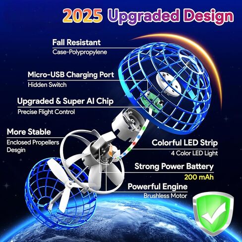 ENJSD 2025 Flying Orb Ball, Boomerang Hover Space Ball Flying Spinner, Orb Drone Orbit, Cool Toys Kids for 6 7 8 9 10+ Year Old Boys Girls Teens, Indoor Outdoor Toys in Kuwait