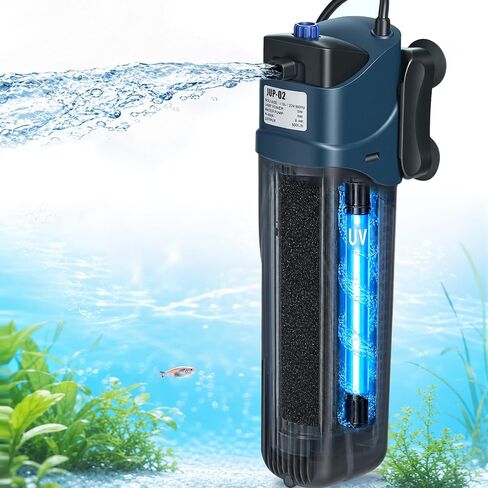 COOSPIDER Aquarium Filter with 7W U-V Light 300GPH for 75-200 Gallon Tank in Kuwait