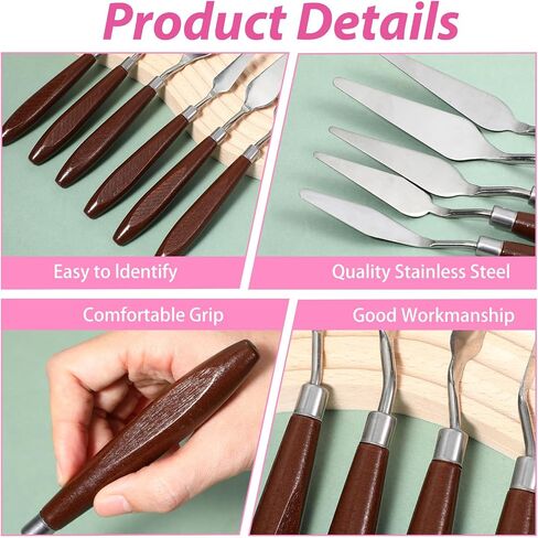 Palette Knife Set, 27Pcs Palette Knives Stainless Steel Art Paint Knife Professional Paint Spatula Painting Knife with Wood Handle for Oil Painting Acrylic Color Mixing and Texturing in Kuwait