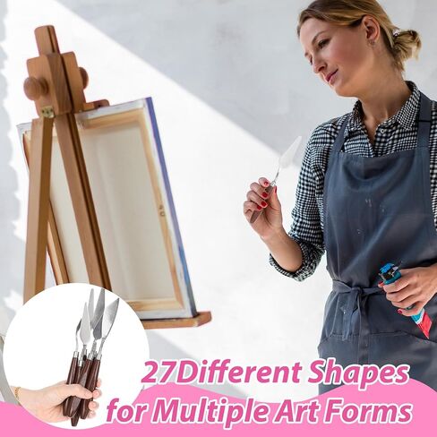 Palette Knife Set, 27Pcs Palette Knives Stainless Steel Art Paint Knife Professional Paint Spatula Painting Knife with Wood Handle for Oil Painting Acrylic Color Mixing and Texturing in Kuwait