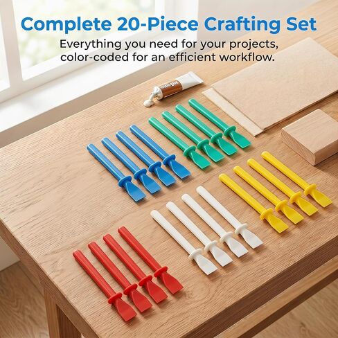 20 Pack Plastic Palette Knife Set, 4.5 Inch Paint Mixing Spatula, Small Glue Spreader Tools for Acrylic, Oil Painting, Crafts & DIY (White/Yellow/Green/Red/Blue) in Kuwait