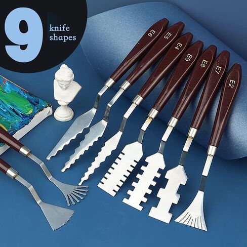 9 Pcs Flower Art Scraper Texture Knife Art Palette Knife Special-shaped Scraper Oil Painting Acrylic Paint Tool for Art Students in Kuwait