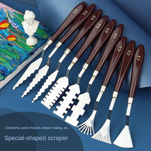 9 Pcs Flower Art Scraper Texture Knife Art Palette Knife Special-shaped Scraper Oil Painting Acrylic Paint Tool for Art Students in Kuwait