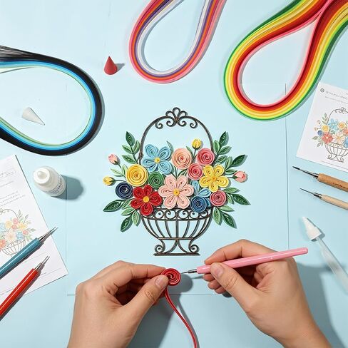 TXIN 1300pcs Quilling Paper Strips, 3mm 26 Colors Quilling Paper Kit for Adults Beginners Professional DIY Art Craft in Kuwait