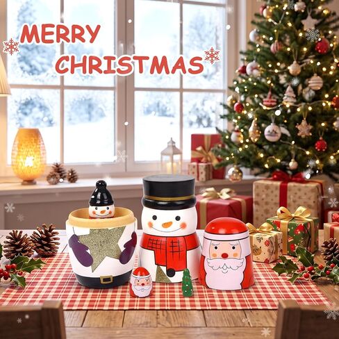 5 Pcs Christmas Russian Nesting Dolls Handmade(Snowman) in Kuwait