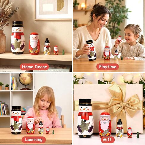5 Pcs Christmas Russian Nesting Dolls Handmade(Snowman) in Kuwait