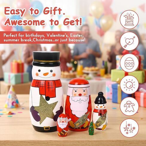 5 Pcs Christmas Russian Nesting Dolls Handmade(Snowman) in Kuwait