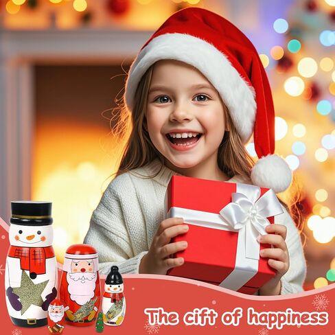 5 Pcs Christmas Russian Nesting Dolls Handmade(Snowman) in Kuwait
