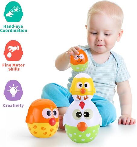 MOONTOY Chicken Toddler Easter Eggs Toys, Nesting Dolls Stacking Toys for Toddlers 1-3 Matching Shape Sorters Sensory Preschool Learning Baby Easter Basket Stuffers Gifts 6-12 12-18 Months, 1 Year Old in Kuwait