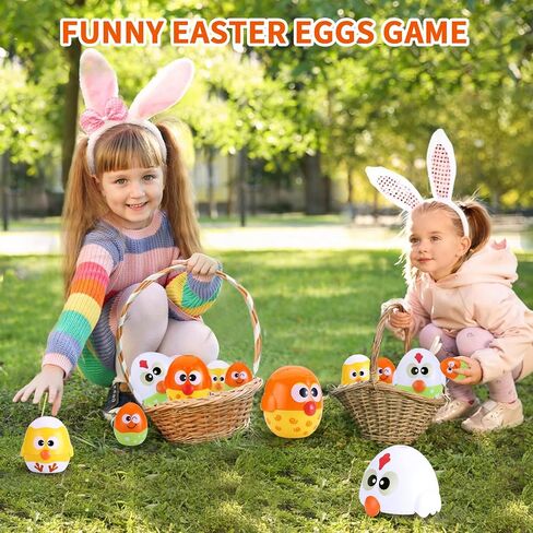 MOONTOY Chicken Toddler Easter Eggs Toys, Nesting Dolls Stacking Toys for Toddlers 1-3 Matching Shape Sorters Sensory Preschool Learning Baby Easter Basket Stuffers Gifts 6-12 12-18 Months, 1 Year Old in Kuwait
