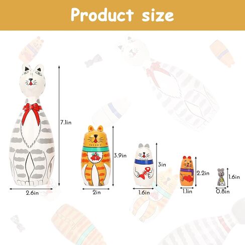 5 Pcs Russian Nesting Dolls Matryoshka Doll Handmade(cat) in Kuwait