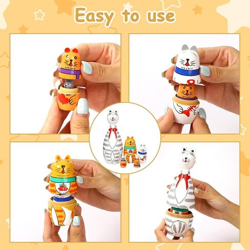5 Pcs Russian Nesting Dolls Matryoshka Doll Handmade(cat) in Kuwait