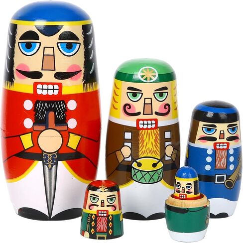 5 Pcs Christmas Russian Nesting Dolls Handmade(Nutcracker) in Kuwait