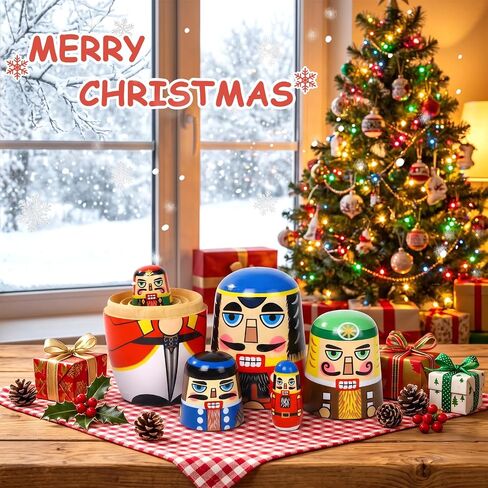 5 Pcs Christmas Russian Nesting Dolls Handmade(Nutcracker) in Kuwait